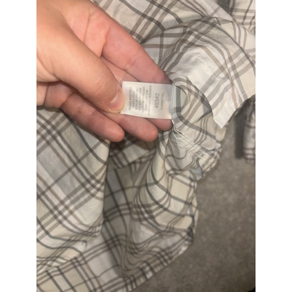 garnet‎ hill Neutral Paid Button Up blouse size 12 organic pima cotton - Picture 6 of 10